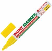 Маркер-краска лаковый paint marker по стеклу / бетону / авто 4 мм, Желтый, Без Ксилола (без запаха), алюминий, Brauberg Professional, 150872
