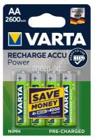Аккумулятор Varta AA Recharge Accu Power 2600mAh Ni-Mh BL4, 4шт