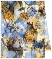 Шелковый шарф палантин Павловопосадские платки 10885 13, голубой, 85 х 200 см