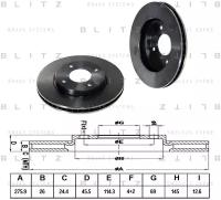 Тормозной диск передний Blitz BS0284 для Mitsubishi Galant, Mitsubishi Lancer, Infiniti FX