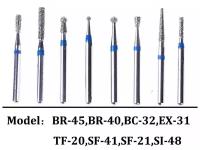 FG-103 Incidental Набор алмазных боров 8шт для обработки кариозной полости зуба. хвостовика - 1,6 мм, центрованы, подходят для турбинного наконечника