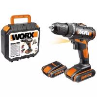 Дрель-шуруповерт аккумуляторная WORX WX101.1 20В с АКБ 1,5 А.ч (2 шт.) и ЗУ в кейсе