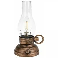 Светильник винтажный 'керосиновая лампа', тёплая белая филаментная LED-лампа, 20 см, диммер, батарейки, Koopman Internat
