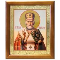 Святитель Николай Чудотворец, архиепископ Мирликийский (лик № 111), икона в деревянной рамке 17,5*20,5 см