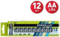 Батарейка Ergolux Alkaline AA, 12 шт