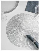 Набор салфеток сервировочных на стол Доляна «Сияние», d=38 см, 4 шт, цвет серебряный