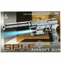 Пистолет пневматический SP1-F лазерный прицел, глушитель, фонарик JINLE 100000258