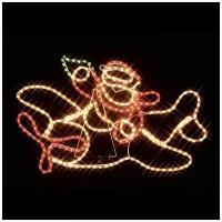 Фигура из дюралайта SHLights Санта-Клаус на самолете, уличная, 8 режимов мигания, разноцветная (I-R-P8SP-C)