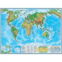 Атлас-принт Настенная физическая карта мира 1:22/размер 160Х120