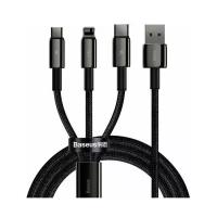 Кабель для зарядки с тремя разъёмами, USB-кабель Baseus Tungsten 3in1 - USB Type C / Lightning / micro USB 3,5 A 1,5 м, черный (CAMLTWJ-01)