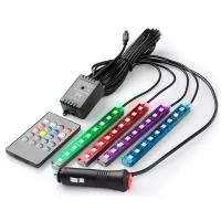 RGB подсветка ног и салона авто со звуковым контроллером 4 модуля 36 LED ИК-пульт