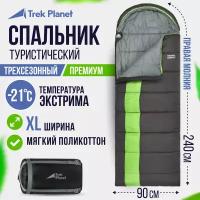 Спальный мешок TREK PLANET Dreamer Comfort, трехсезонный, правая молния, цвет: серый, зеленый