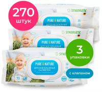 Влажные салфетки Pure&Nature Пантенол и овсяное молочко, липучка, 90 шт., 3 уп