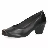 Туфли женские на каблуке натуральная кожа CAPRICE черные, размер 38