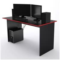 Стол компьютерный, стол письменный Ascetic 1400 Черный/Красный, 140*71,6 см
