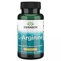 Аминокислота L-Аргинин 500мг Swanson, 100 капсул / Для мужчин и женщин / Для волос, потенции, спорта