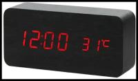 Настольные цифровые часы/Будильник/VST-862(Черное дерево с красной подсветкой)