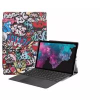 Чехол-книжка MyPads для Microsoft Surface Pro X MSQ1 с трансформацией в мульти-подставку и отделением под клавиатуру тематика Граффити