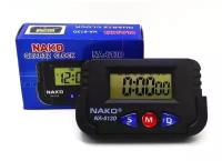 Автомобильные часы Nako NA-613A/D, черные авточасы с будильником электронные