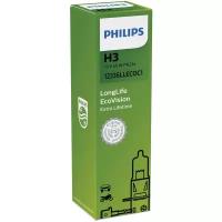 Лампа автомобильная галогенная H3 PHILIPS Longlife ECO Vision 12 В, 55 Вт, /10/100 HIT, 12336LLECOC1 1 шт