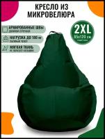 Кресло-мешок PUFON груша XXL велюр зеленый