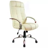 Кресло руководителя Евростиль Атлант Хром офисное, обивка: натуральная кожа, цвет: бежевый