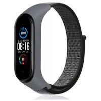 Ремешок нейлоновый для Xiaomi Mi Band 4/ Mi Band 5/ Mi Band 6 серый-черный