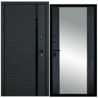 Дверь входная металлическая DIVA ДХ-45 Зеркало 2050x960 Левая Черный кварц - Д15 Венге, тепло-шумоизоляция, антикоррозийная защита для квартиры