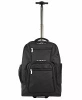 Рюкзак сумка на колесах с выдвижной ручкой дорожный черный большой высота 58см TEVIN