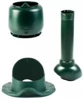 Комплект кровельной канализационной вентиляции поливент Muotokate D110 H500 для металлочерепицы, зеленый