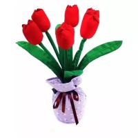Декоративный тканевый цветок «Бамбу Тюльпаны» красные