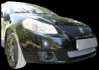 Защита радиатора (защитная сетка) Suzuki SX4 хэтчбек 2007-2009 хромированная