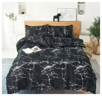 Комплект постельного белья Grazia-Textile евро Black Marble, Сатин, наволочки 50x70 2 шт