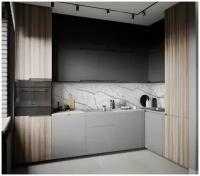 Кухонный фартук АВС/Cтеновая панель с уф-печатью каррарский мрамор 3000х600х1.5 мм