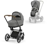 Универсальная коляска Cybex Priam IV 2 в 1, soho grey/chrome/brown, цвет шасси: Chrome-Brown