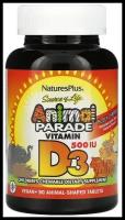 Таблетки Nature's Plus Animal Parade Vitamin D3, 199 г, 500 МЕ, 90 шт