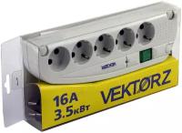 Сетевые фильтры Vektor Сетевой фильтр Vektor Z 3.5 кВт светло-серый 1.8-2м (для бытовой техники,повышенная мощность)