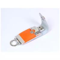 Кожаная флешка брелок для нанесения логотипа (64 Гб / GB USB 2.0 Оранжевый/Orange 209 именная юсб флешка для сотрудника под логотип)