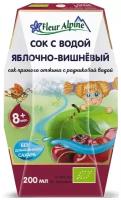 Сок прямого отжима с родниковой водой Fleur Alpine Яблочно-вишневый, c 8 месяцев, 0.2 л