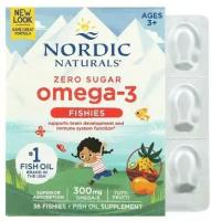 Nordic Naturals, Nordic Omega-3 Fishies, рыбки с омега-3, для детей от 2 лет, вкус тутти-фрутти, 300 мг, 36 рыбок