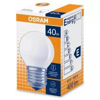 Лампа накаливания Osram CLAS P FR 40 Вт E27 шар 2700К теплый белый свет 220 В матовая