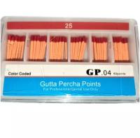 Штифты гуттаперчевые эндоканальные Gutta Percha Points (HAND ROLLED),конусность 04,размер 25,60 штук в упаковке