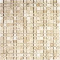 Мозаика Natural 4M090-15P-Travertine из глянцевого травертина размер 29.8х29.8 см чип 15x15 мм толщ. 4 мм площадь 0.089 м2 на сетке