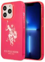 Чехол U.S. Polo Assn. TPU FLUO Logo Bigl horse Hard для iPhone 13 Pro, цвет Розовый (USHCP13LUHRFP)