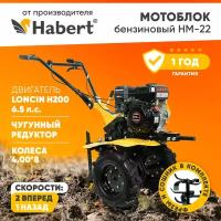 Мотоблок бензиновый Habert HM-22 6.5лс колёса 4.00*8 2 вперед 1 назад шестеренчато-цепной редуктор