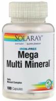 Solaray, Mega Multi Mineral, Без железа в составе, 100 капсул