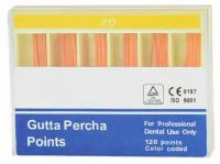 Штифты гуттаперчевые стоматологические (гуттаперча) Gutta Percha Points, конусность .02#20, 120 шт. в упаковке