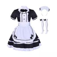 Японский Аниме костюм для косплея черно-белый женский платье горничной Готическая Лолита косплей платье милые кавайное платье костюм на Хэллоуин Love Nikki S