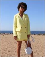 Льняной пиджак-жакет женский JS-051, размер 42, лимонный