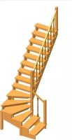 Деревянная межэтажная лестница ЛЕС-09 3105 проем 2800-900, Сосна